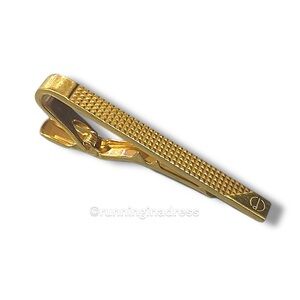 Authentic Dunhill Hobnail Gold Logo Tie Clip